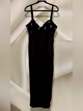 Beauty & Grace NWT Black Embellished w/Pearl Roses Prom Dress Jr.’s size Large